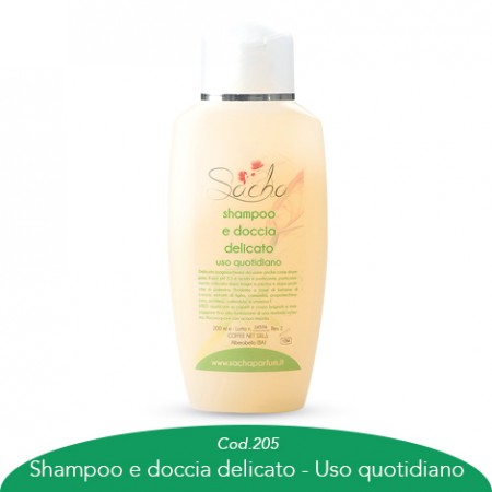 Shampoo e doccia delicato uso quotidiano.