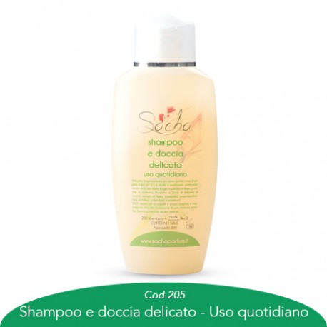 Shampoo e doccia delicato uso quotidiano.